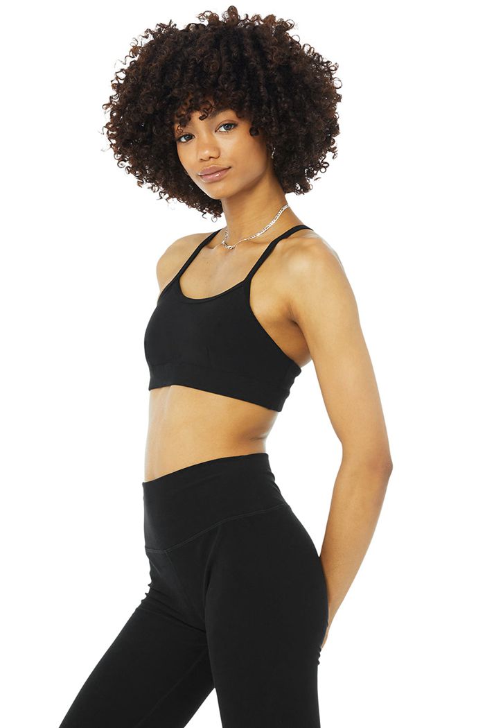 Alo Yoga Alosoft Gratitude Women's Bras Black | 84PMXWIBA