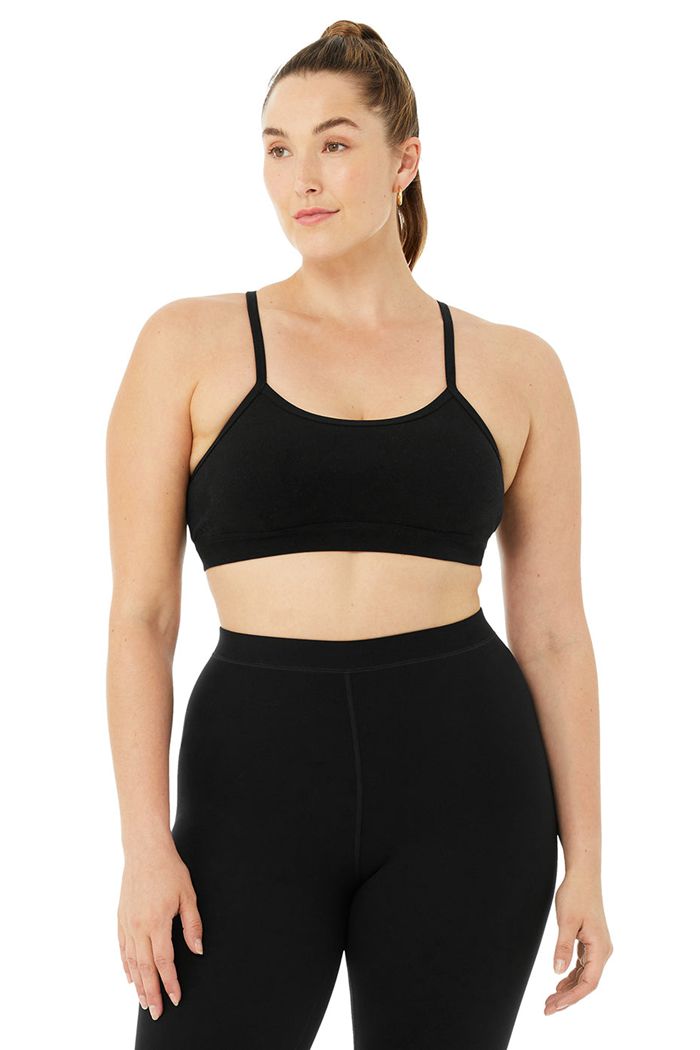 Alo Yoga Alosoft Gratitude Women's Bras Black | 84PMXWIBA