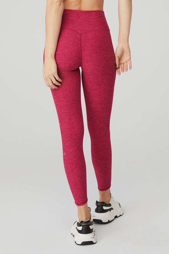 Alo Yoga Alosoft High-Waist 7/8 Highlight Women's Leggings Red | 07REZNDHO