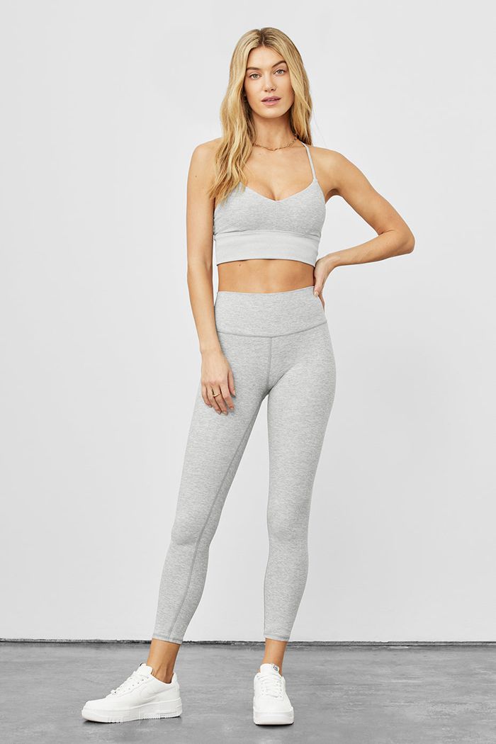 Alo Yoga Alosoft High-Waist 7/8 Highlight Women's Leggings Grey | 10GCBXSAQ