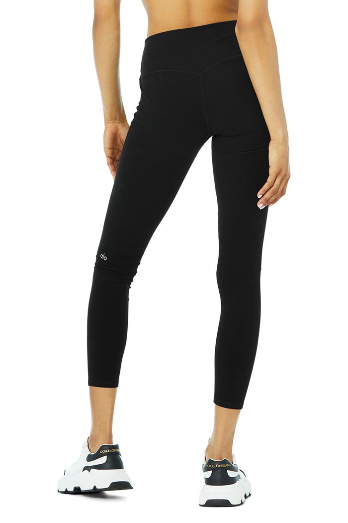 Alo Yoga Alosoft High-Waist 7/8 Highlight Women's Leggings Black | 40XMTYBDW