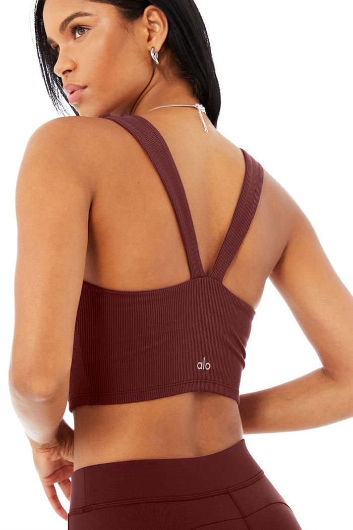 Alo Yoga Alosoft Ribbed Chic Women's Tank Tops Red | 26RLEBWKP