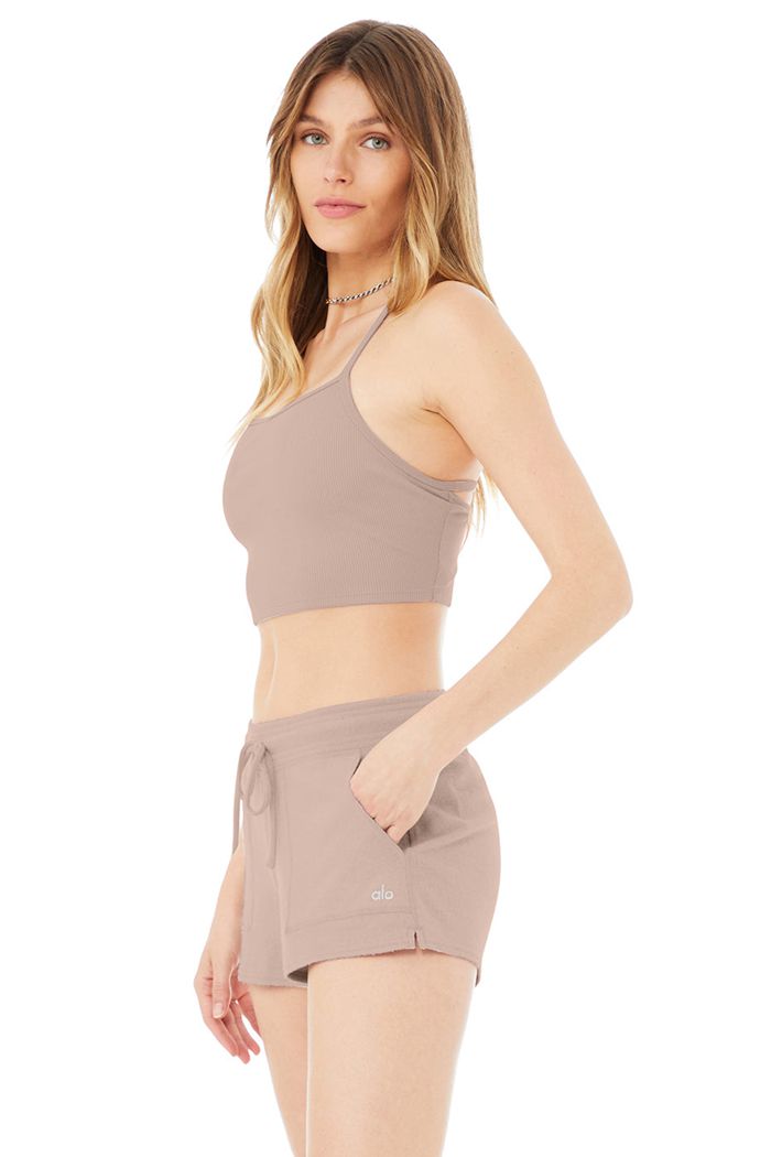 Alo Yoga Alosoft Ribbed Crop Calm Women's Tank Tops Pink | 58PVUGISR