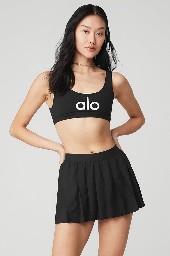 Alo Yoga Ambient Logo Women\'s Bras Black White | 35ROBPJVE