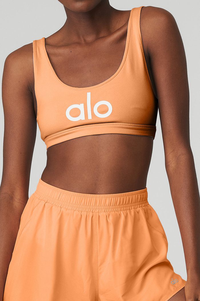 Alo Yoga Ambient Logo Women's Bras White | 30DAELVIT