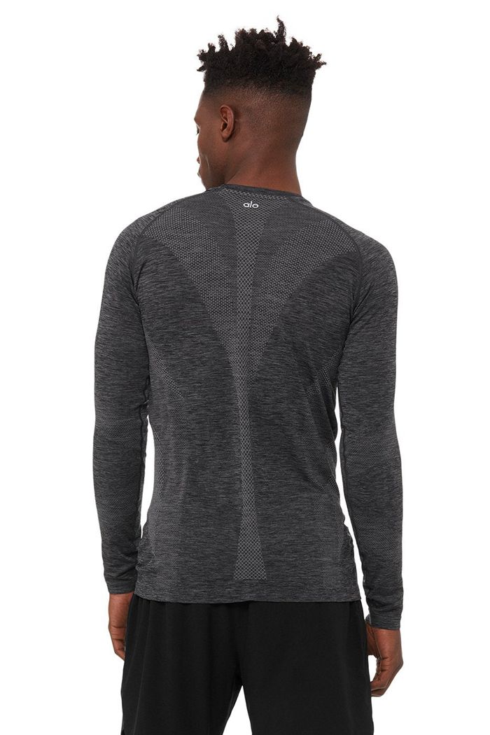 Alo Yoga Amplify Seamless Men's Long Sleeve Black | 36MVTUBRZ