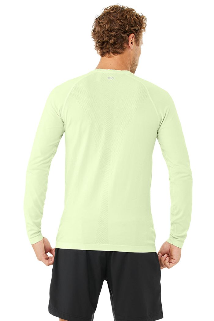 Alo Yoga Amplify Seamless Men's Long Sleeve Green | 62UTYNZEO