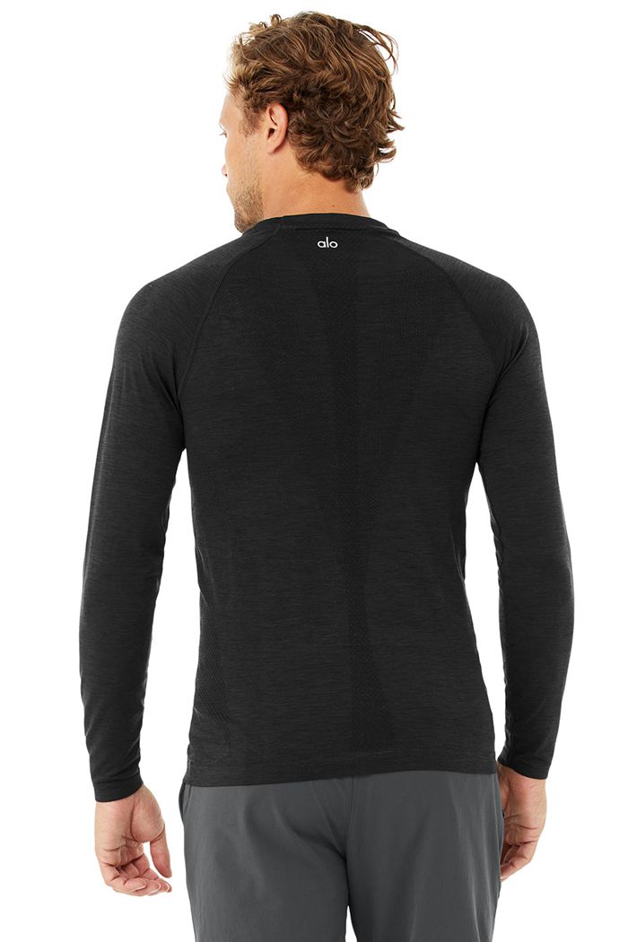 Alo Yoga Amplify Seamless Men's Long Sleeve Black | 95OQMKVNS