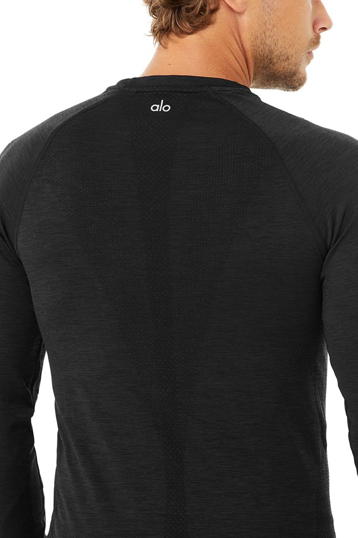 Alo Yoga Amplify Seamless Men's Long Sleeve Black | 95OQMKVNS