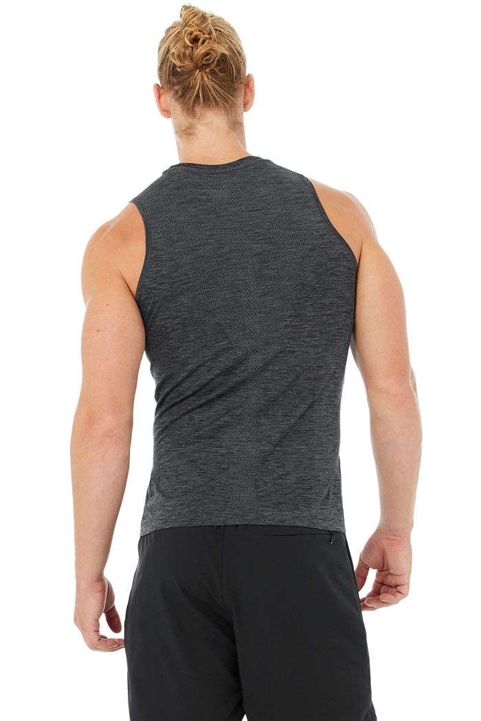 Alo Yoga Amplify Seamless Muscle Men's Tank Tops Black | 21ZMVLGAW