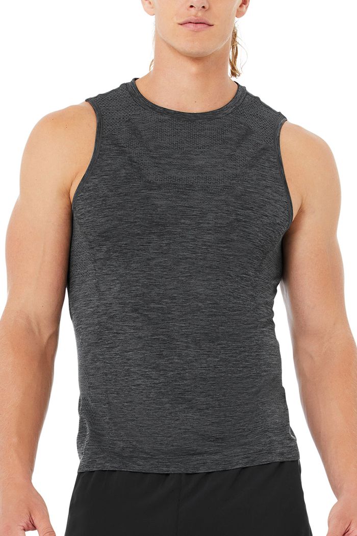 Alo Yoga Amplify Seamless Muscle Men's Tank Tops Black | 21ZMVLGAW