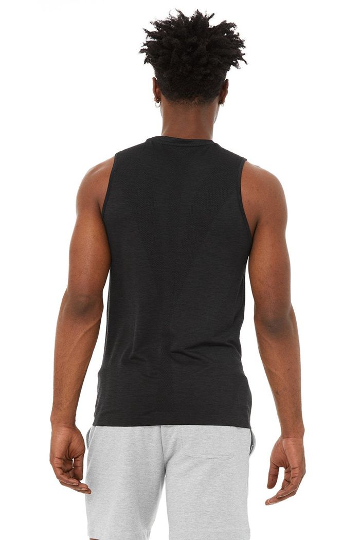 Alo Yoga Amplify Seamless Muscle Men's Tank Tops Black | 24KTVYOXQ