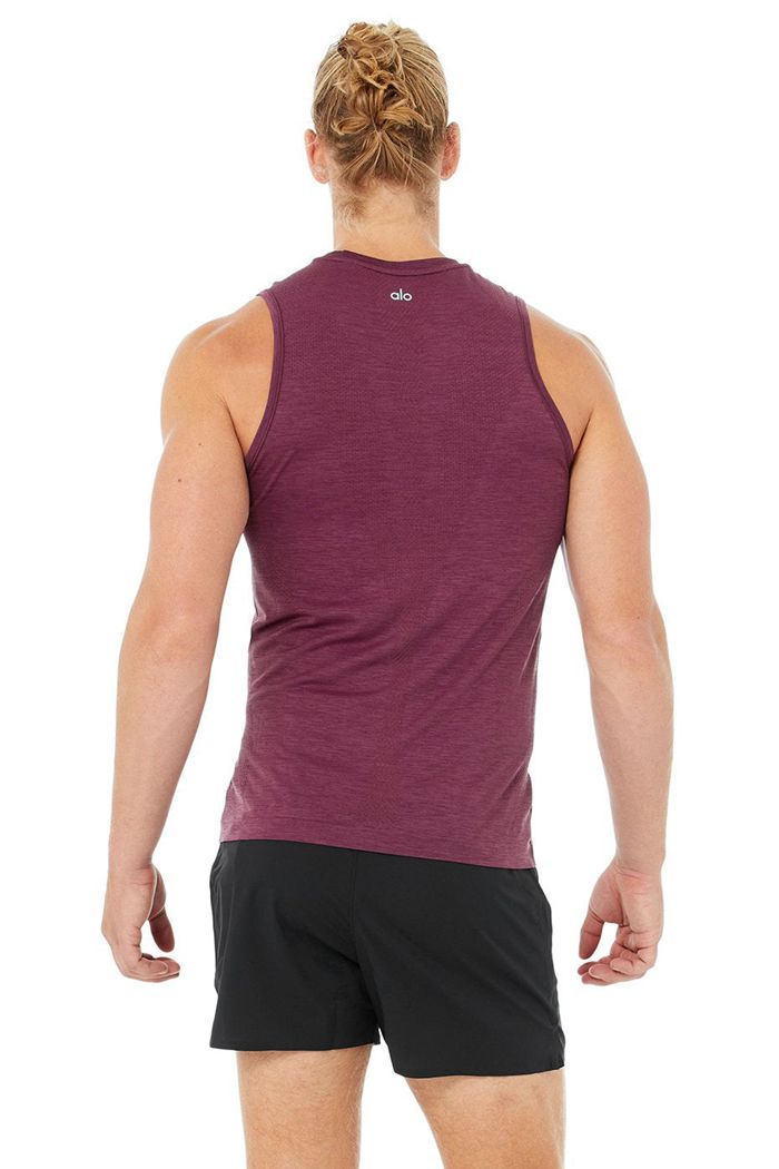 Alo Yoga Amplify Seamless Muscle Men's Tank Tops Red | 82QACYGXL