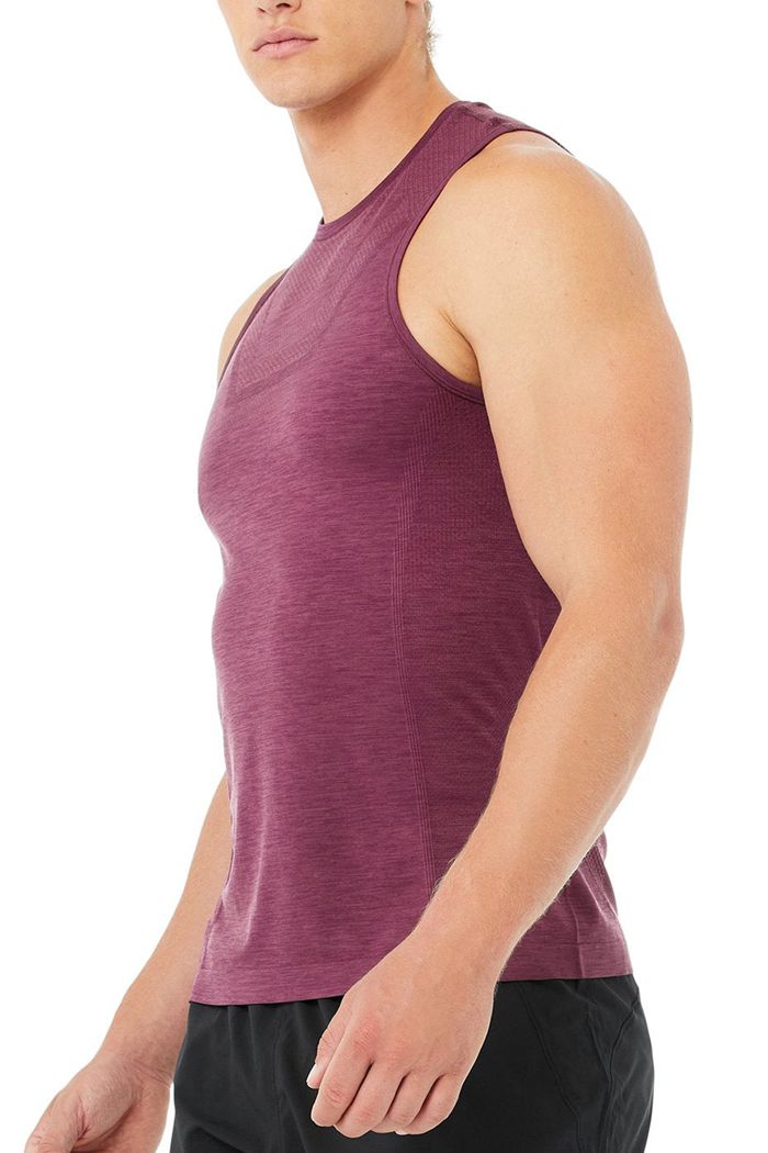 Alo Yoga Amplify Seamless Muscle Men's Tank Tops Red | 82QACYGXL