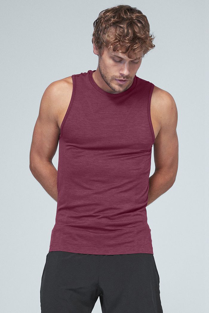 Alo Yoga Amplify Seamless Muscle Men's Tank Tops Red | 82QACYGXL