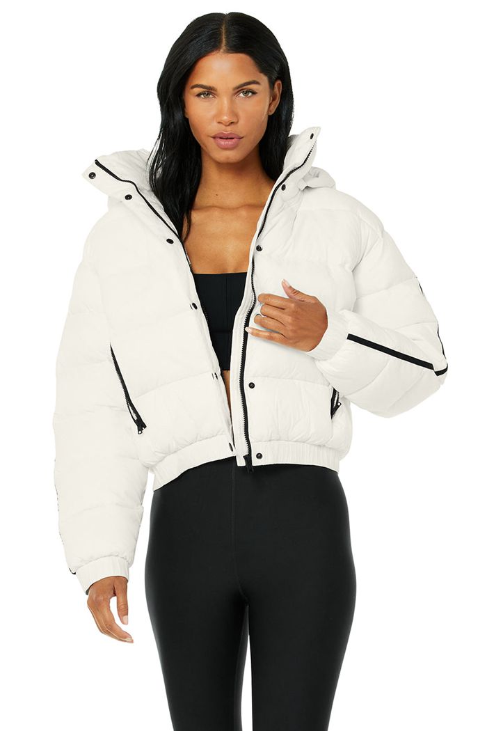 Alo Yoga Aspen Love Puffer Women's Jackets White | 36ZNUAIFV