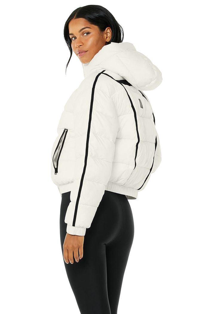 Alo Yoga Aspen Love Puffer Women's Jackets White | 36ZNUAIFV