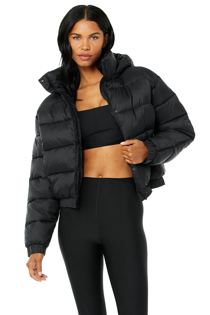 Alo Yoga Aspen Love Puffer Women's Jackets Black | 95KJPSDXC