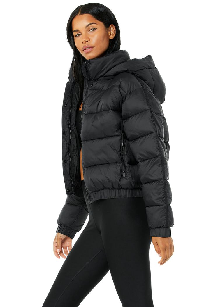 Alo Yoga Aspen Love Puffer Women's Jackets Black | 95KJPSDXC