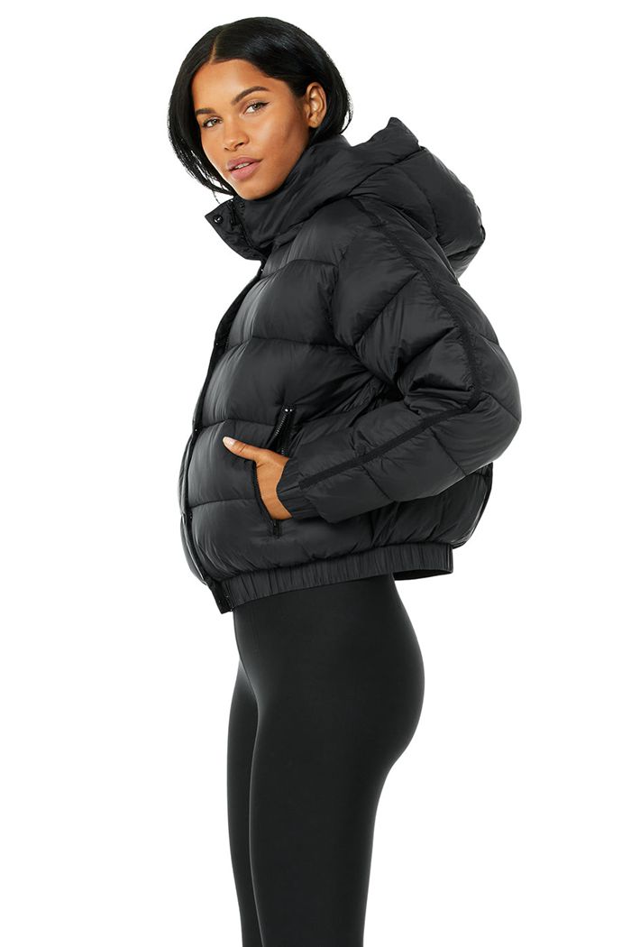 Alo Yoga Aspen Love Puffer Women's Jackets Black | 95KJPSDXC