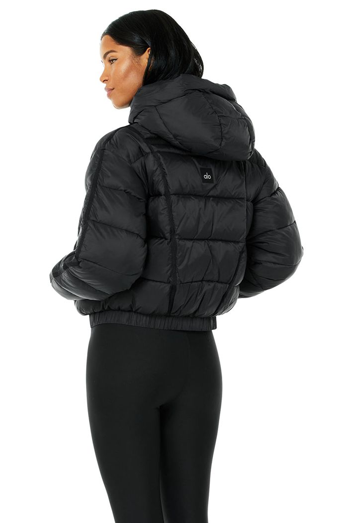 Alo Yoga Aspen Love Puffer Women's Jackets Black | 95KJPSDXC