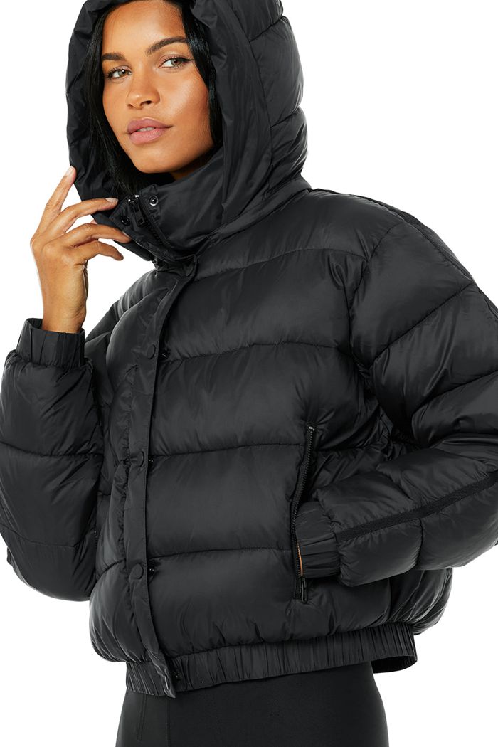 Alo Yoga Aspen Love Puffer Women's Jackets Black | 95KJPSDXC