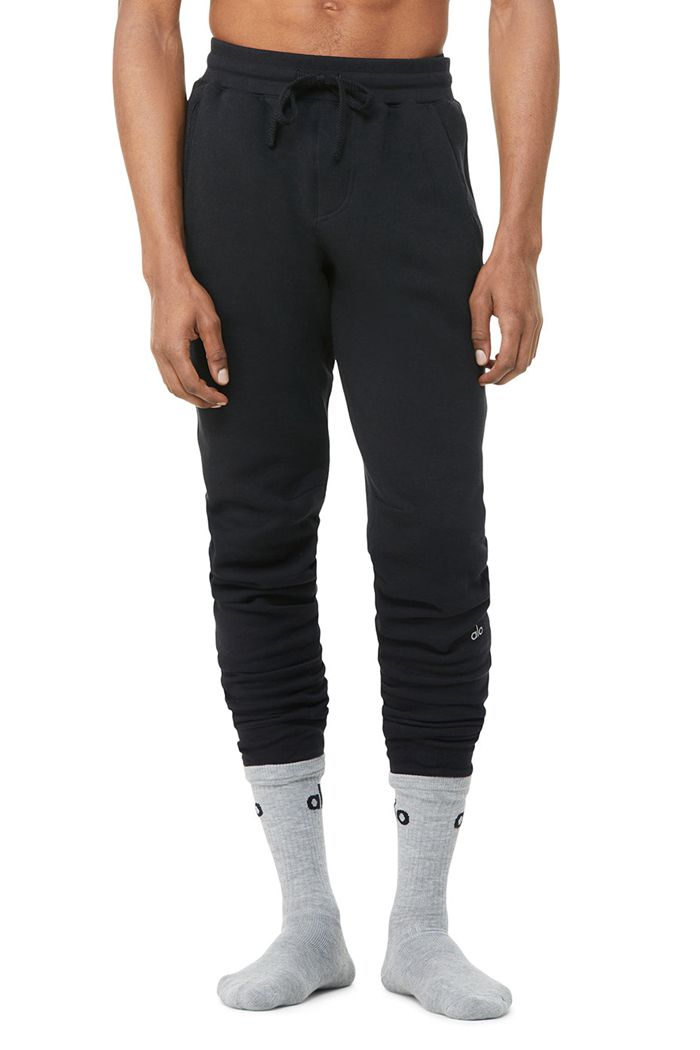 Alo Yoga Base Sweat Men\'s Pants Black | 41PQHFDAS