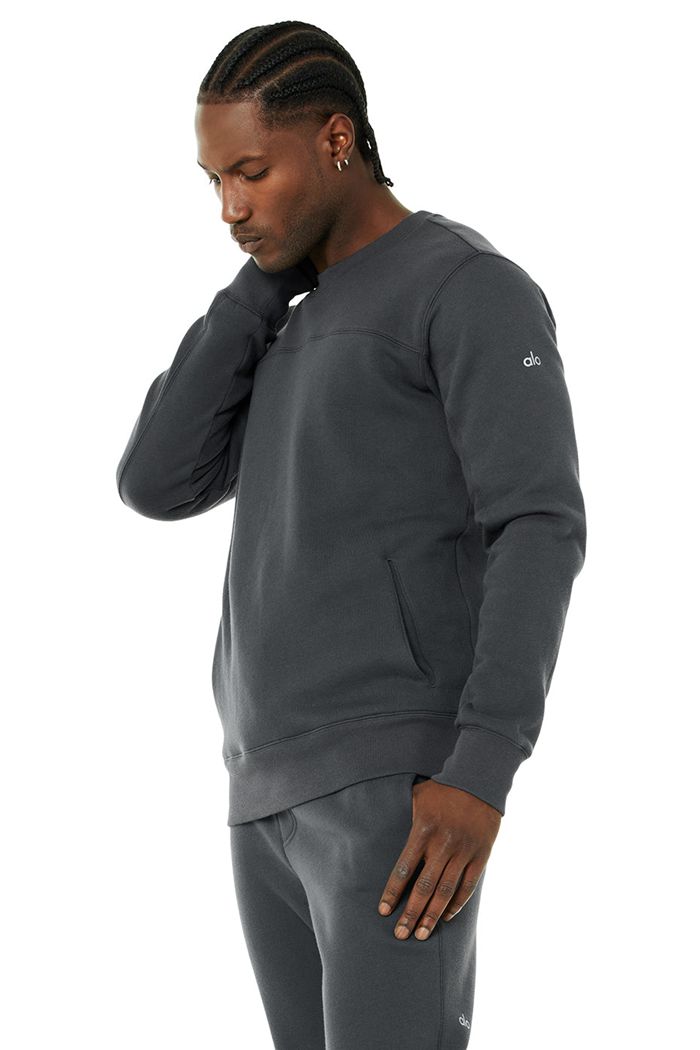 Alo Yoga Base Sweatshirt Men's Long Sleeve Dark Grey | 06RGIELBT