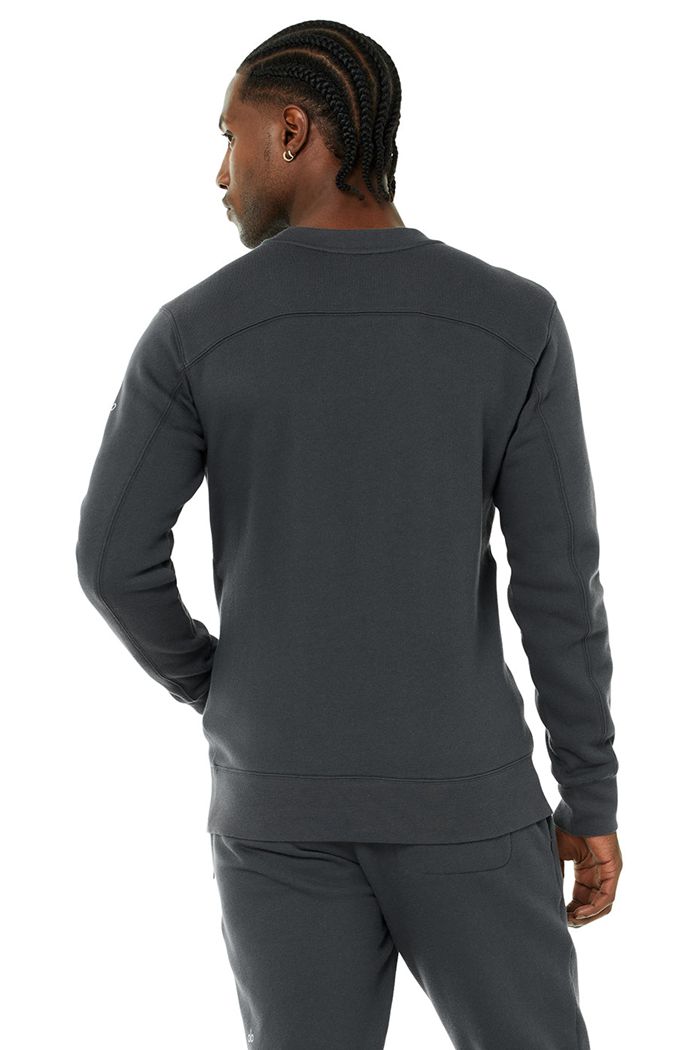 Alo Yoga Base Sweatshirt Men's Long Sleeve Dark Grey | 06RGIELBT