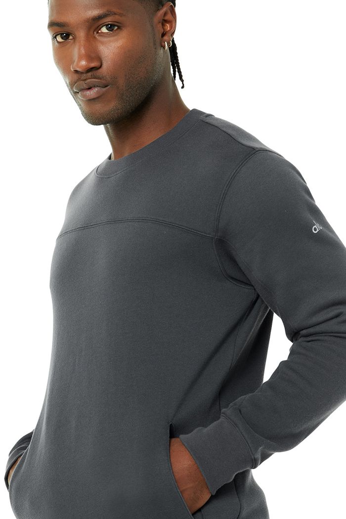 Alo Yoga Base Sweatshirt Men's Long Sleeve Dark Grey | 06RGIELBT