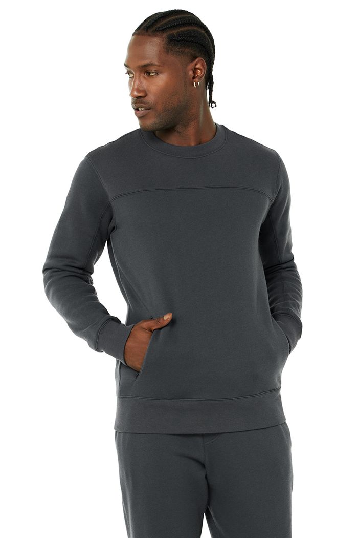 Alo Yoga Base Sweatshirt Men\'s Long Sleeve Dark Grey | 06RGIELBT