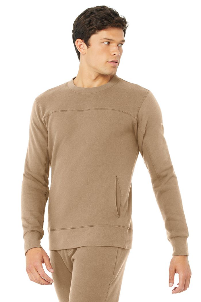 Alo Yoga Base Sweatshirt Men's Long Sleeve Brown | 12FPLTCQX