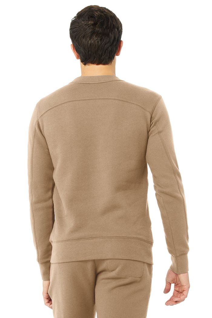 Alo Yoga Base Sweatshirt Men's Long Sleeve Brown | 12FPLTCQX