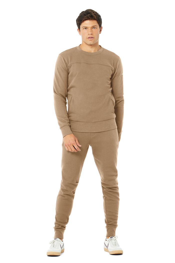 Alo Yoga Base Sweatshirt Men's Long Sleeve Brown | 12FPLTCQX