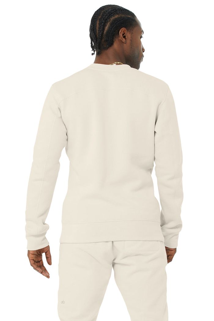 Alo Yoga Base Sweatshirt Men's Long Sleeve Beige | 23NLBKCDR