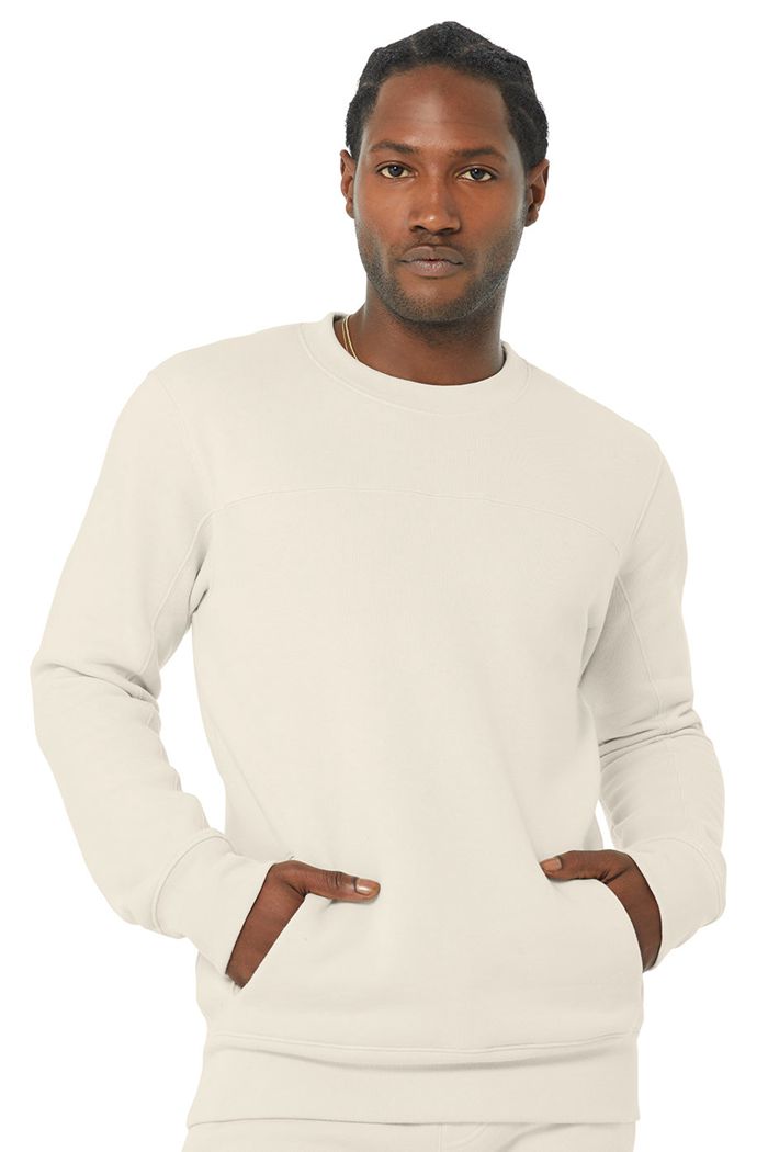 Alo Yoga Base Sweatshirt Men's Long Sleeve Beige | 23NLBKCDR