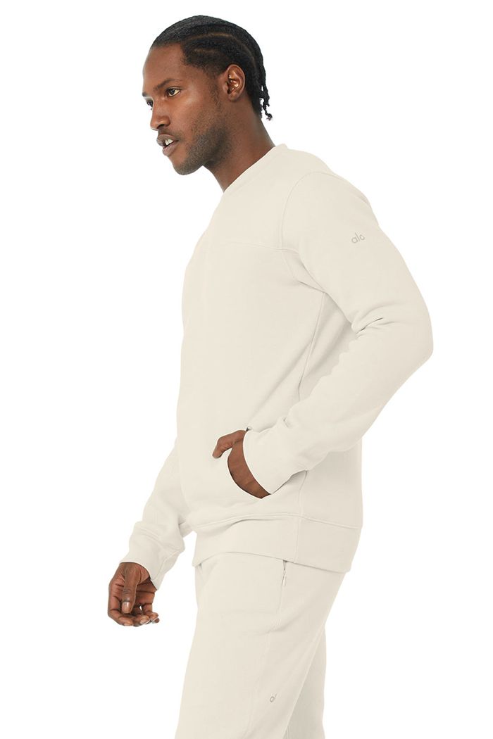 Alo Yoga Base Sweatshirt Men\'s Long Sleeve Beige | 23NLBKCDR