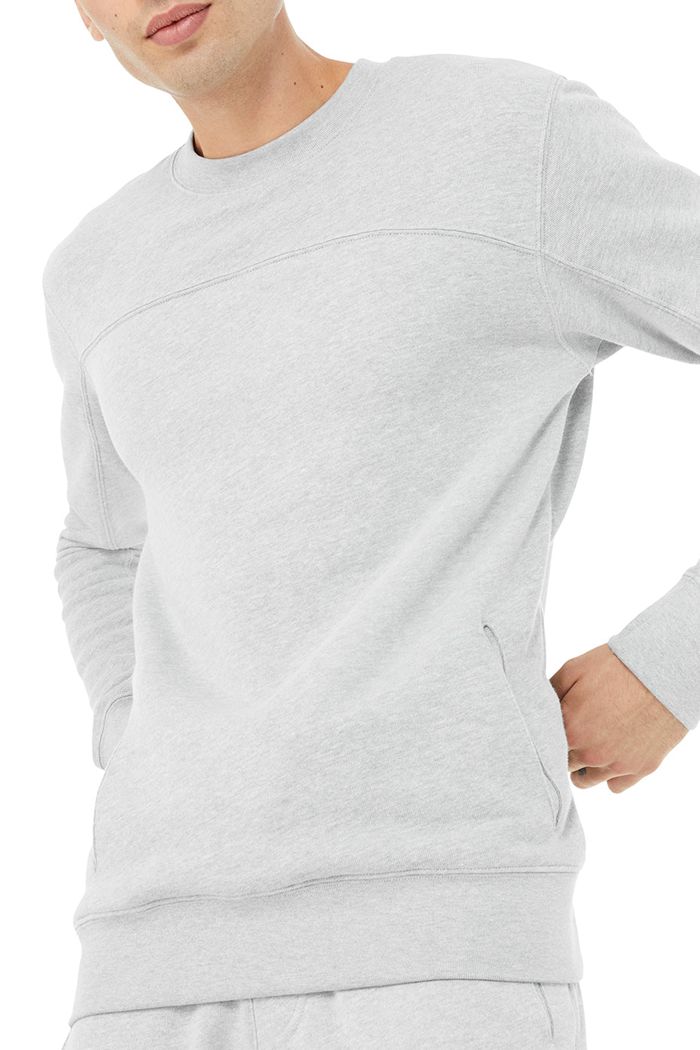 Alo Yoga Base Sweatshirt Men's Long Sleeve Grey | 80YHFLKDT