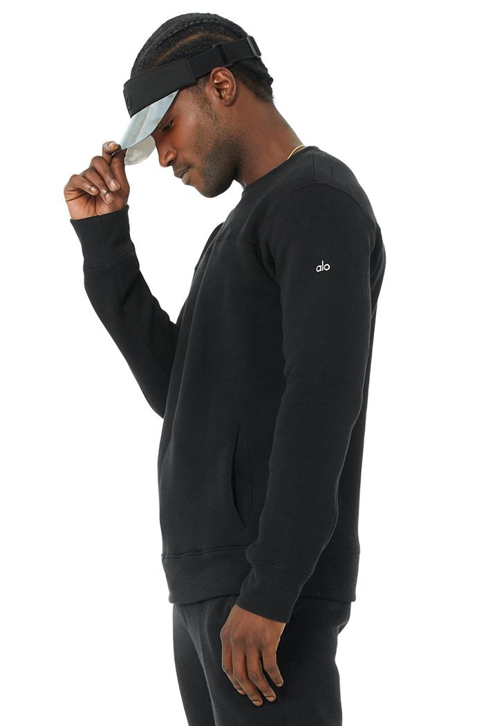 Alo Yoga Base Sweatshirt Men's Long Sleeve Black | 87CHOZWPT