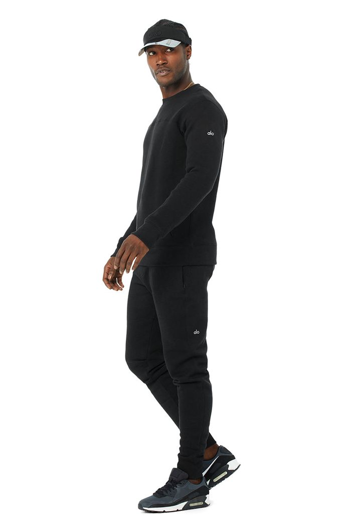 Alo Yoga Base Sweatshirt Men's Long Sleeve Black | 87CHOZWPT