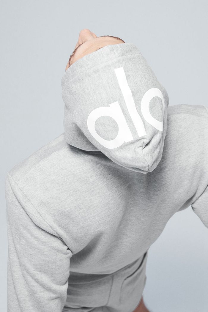 Alo Yoga Caliber Men's Hoodie Grey | 01VYNURQE