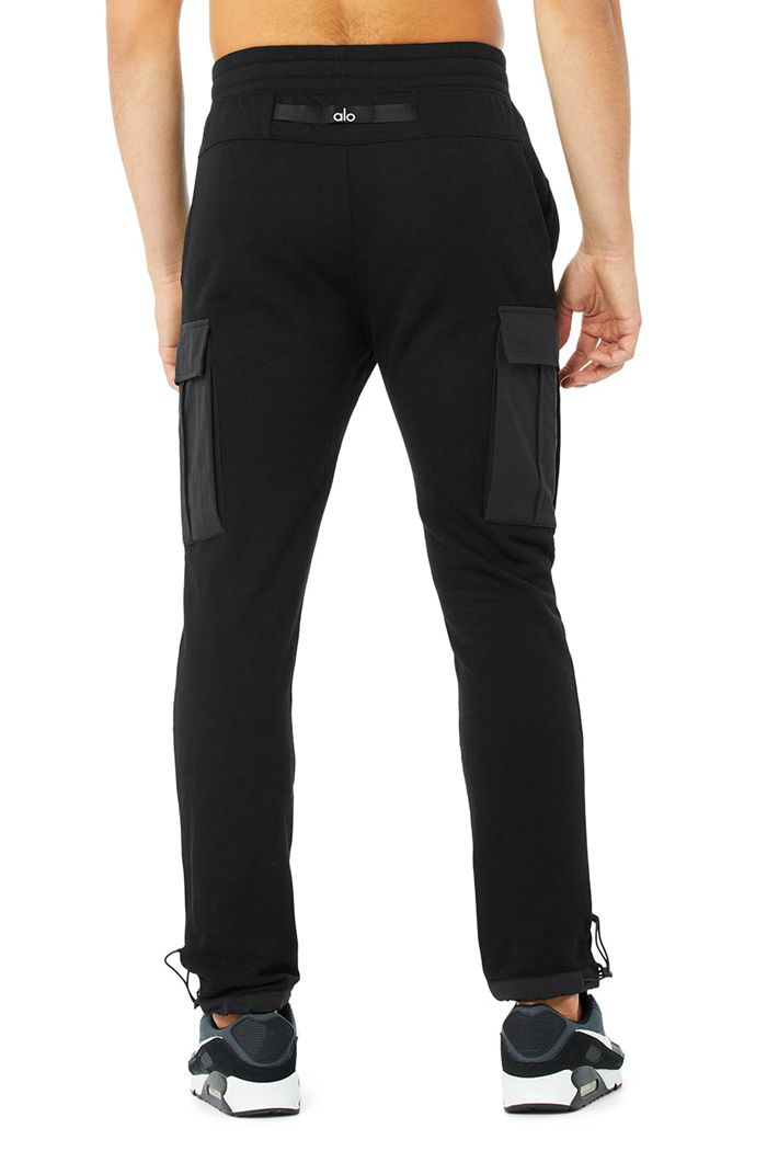 Alo Yoga Cargo Traverse Sweat Men's Pants Black | 06SHYFDGP