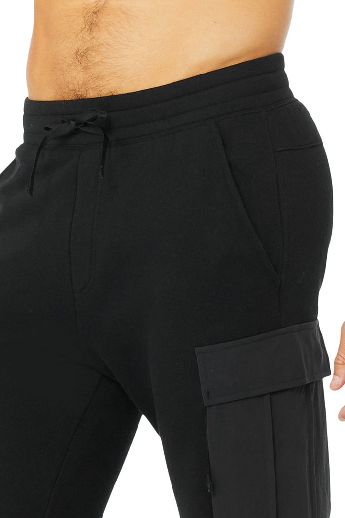 Alo Yoga Cargo Traverse Sweat Men's Pants Black | 06SHYFDGP