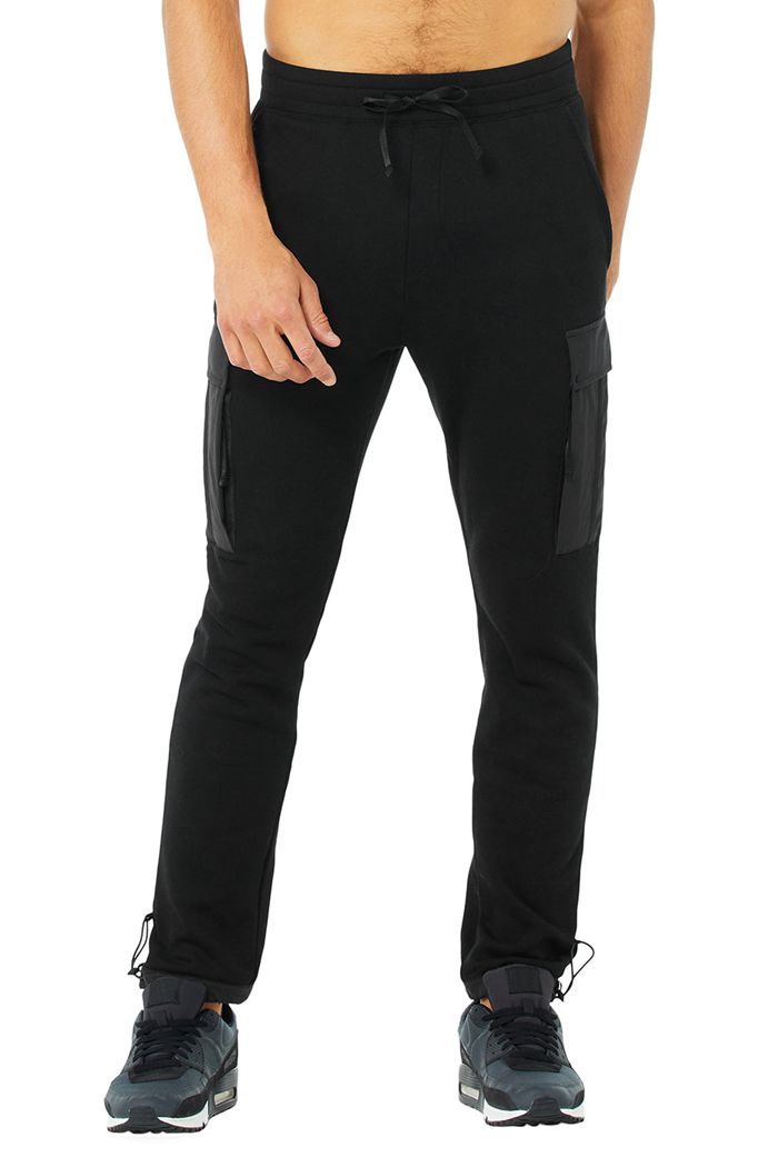 Alo Yoga Cargo Traverse Sweat Men\'s Pants Black | 06SHYFDGP