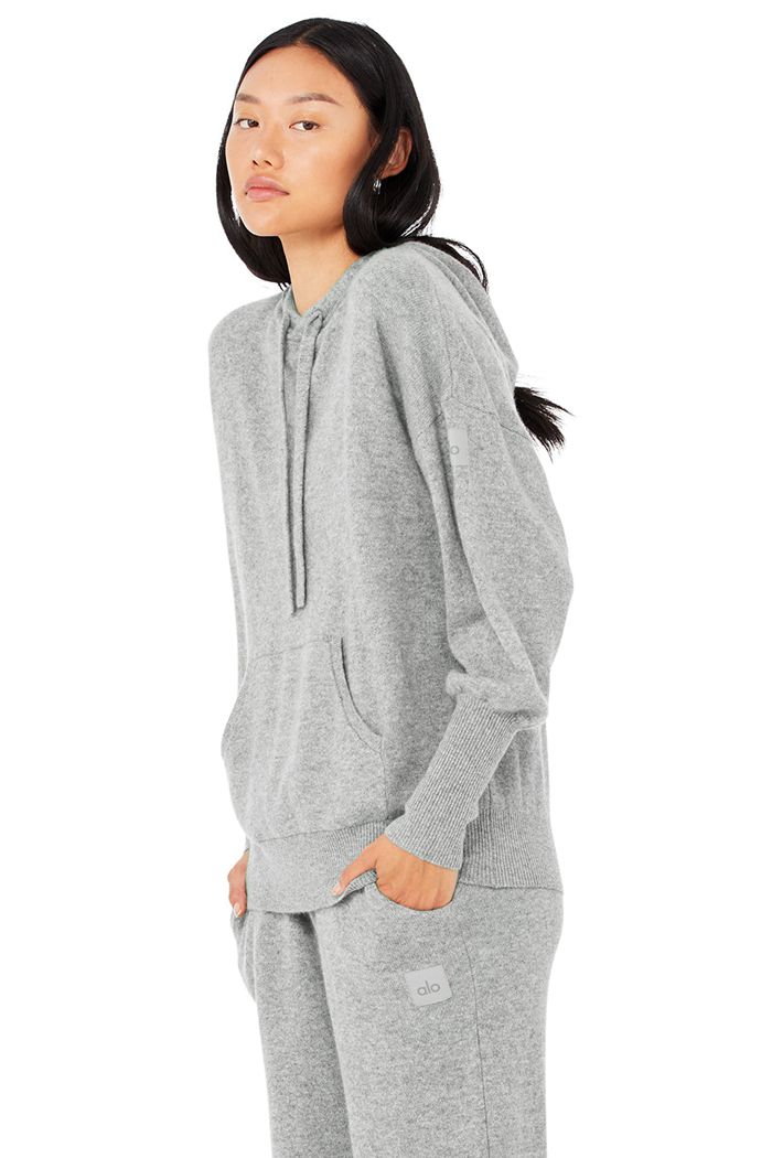 Alo Yoga Cashmere Jet Set Women's Hoodie Grey | 61PUJWCMF