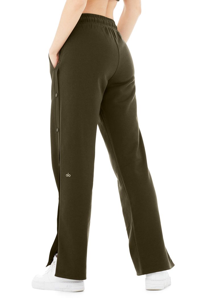 Alo Yoga Courtside Tearaway Snap Women's Pants Dark Olive | 35KRWIBOL