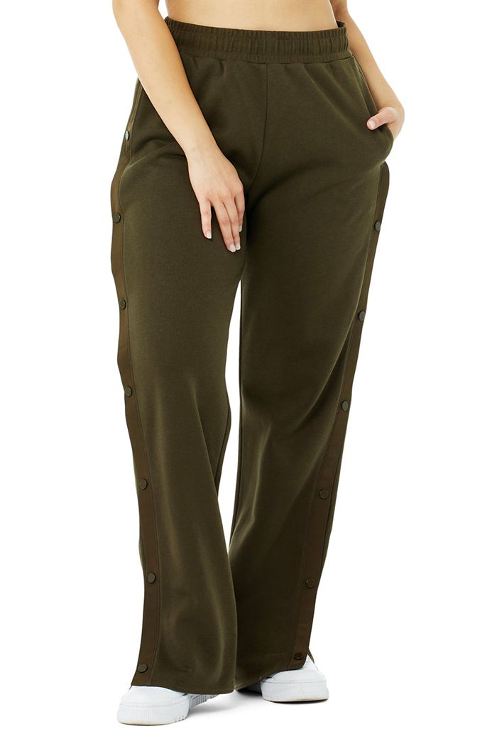 Alo Yoga Courtside Tearaway Snap Women's Pants Dark Olive | 35KRWIBOL