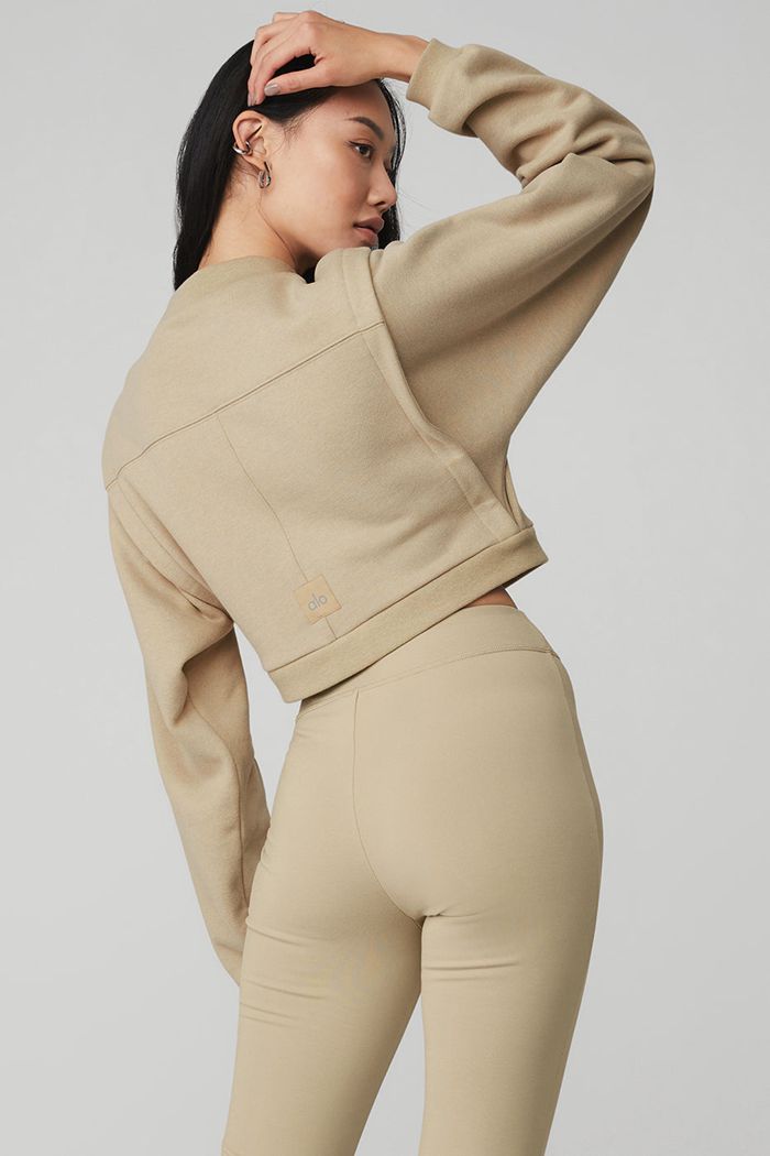 Alo Yoga Cropped Fresh Women's Jackets Brown | 02OBNRJQK