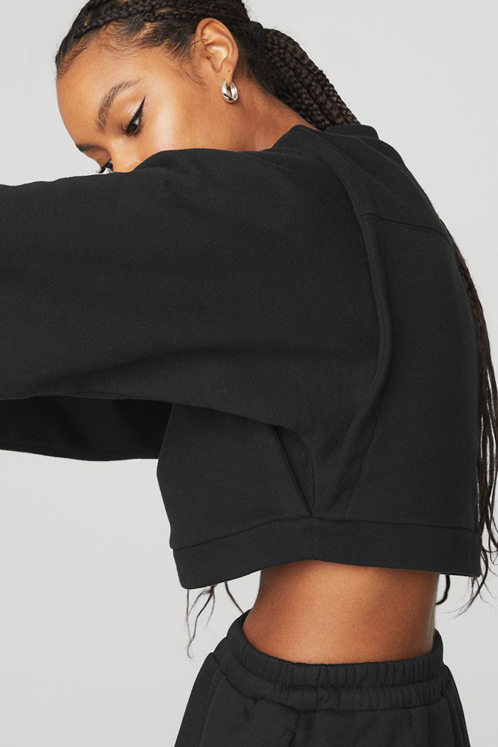 Alo Yoga Cropped Fresh Women's Jackets Black | 69KICBGFM