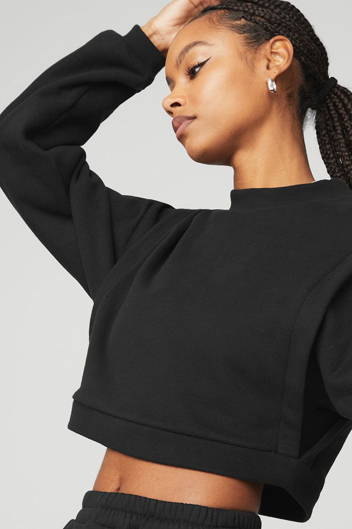 Alo Yoga Cropped Fresh Women's Jackets Black | 69KICBGFM